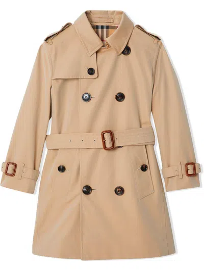 Burberry Kids' Cotton Gargadine Trench In Honey
