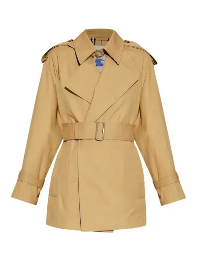 Burberry Giacca Trench In Gabardine In Beige