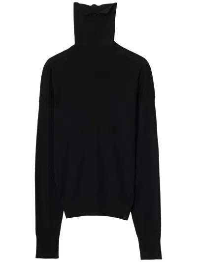 Burberry Light Weight Wool Turtleneck Sweater In Black