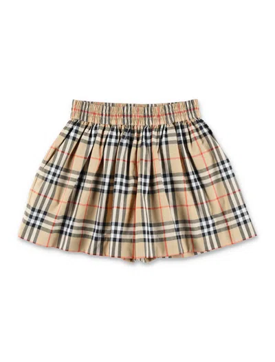 Burberry Classic Wiof-leg Cotton Shorts For Girls In Neutral