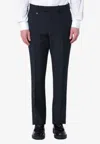 Burberry Suit Pants In Navy Blue Wool. Straight-leg Cut. Zippered Closure And Belt Clip. In Navy