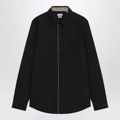 Burberry Classic-fit Cotton Poplin Shirt With Check Trim In Neutral