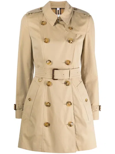 Burberry Classy Cotton Trench Jacket For Women In Beige