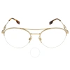 Burberry Clear Blue Light Filter Pilot Ladies Eyeglasses Be1354 1320 53 In Blue / Gold