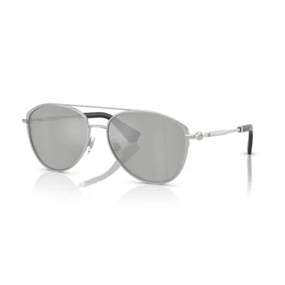 Burberry Clear Mirror Silver Pilot Unisex Sunglasses Be3157 10058v 59 In Gray