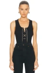 Burberry Ribbed Adjustable Drawstring Tank Top With Equestrian Knight Design In Black