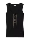 Burberry Ribbed Adjustable Drawstring Tank Top With Equestrian Knight Design