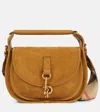 Burberry Clip Messanger Suede Shoulder Bag In Brown