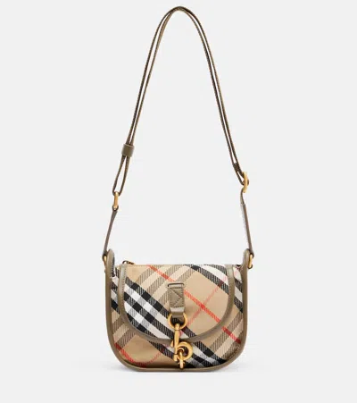 Burberry Leather-trimmed Checked Coated Canvas-jacquard Shoulder Bag In Brown