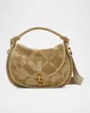 Burberry Clip Patchwork Suede Messenger Bag In Sandstorm