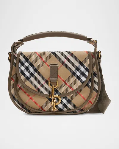 Burberry Clip Small Check Canvas Messenger Bag