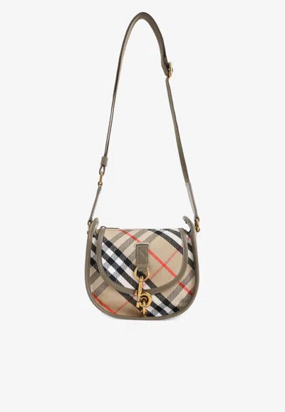 Burberry Clip Vintage Check Crossbody Bag In Brown