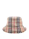 Burberry Checkered Pattern Bucket Hat With Logo Embroidery