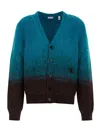 Burberry Two-tone Wool Blend Cardigan In Blue