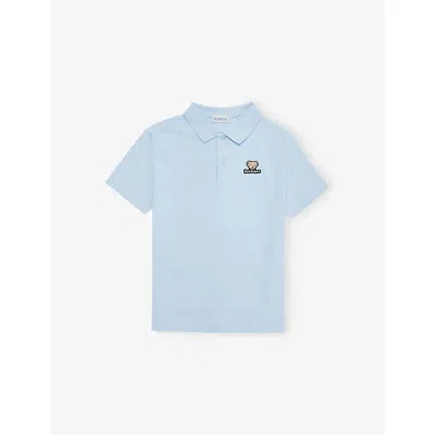 Burberry Kids' Cloud Blue Bear Logo-patch Short-sleeve Cotton 3-12