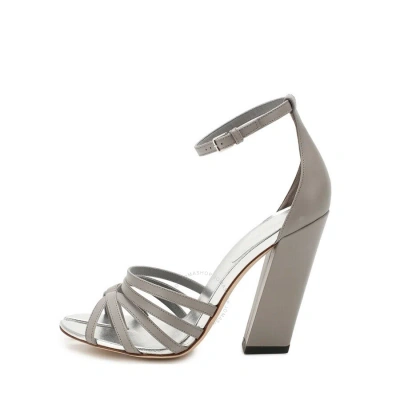 Burberry Cloud Grey Split-toe Detail Leather Hove Thong Sandals