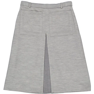 Burberry Cloud Grey Technical Wool Jersey Box-pleat Detail A-line Skirt