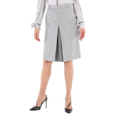 Pre-owned Burberry Cloud Grey Technical Wool Jersey Box-pleat Detail A-line Skirt In Gray