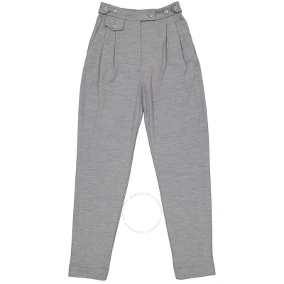Burberry Cloud Grey Wool -blend Cutout Tailored Trousers
