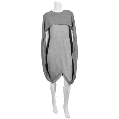 Burberry Cloud Grey Wool-blend Cape Detail Dress