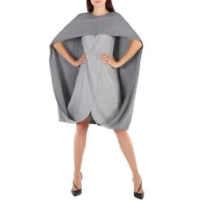Pre-owned Burberry Cloud Grey Wool-blend Cape Detail Dress In Gray