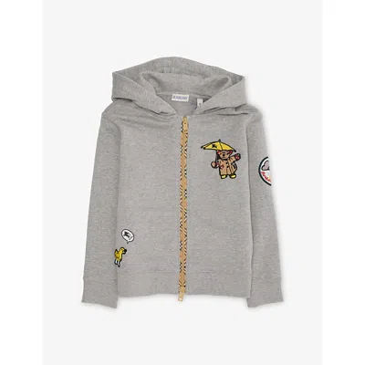 Burberry Kids' Clyde Logo-print Cotton Hoody 4-10 Years Pale Grey Melang In Multi