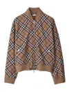 Burberry Check Print Wool Blend Harrington Jacket In Black