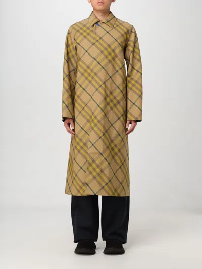 Burberry Beige Check Coat In Multicolor