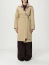 Burberry Women Reversible Wool Robe Coat In Brown