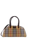 Burberry Coated Canvas Crossbody Bag With Check Pattern In Purple
