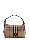 Burberry Coated Canvas Handbag With Check Pattern In Neutral