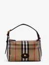 Burberry Coated Canvas Handbag With Check Pattern In Sand