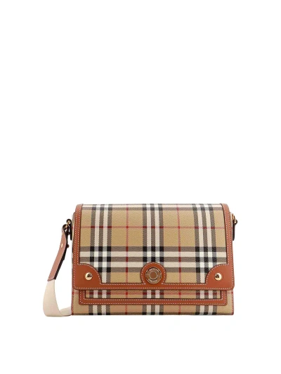 Burberry Coated Canvas Leather Bag Check Motif In Beige