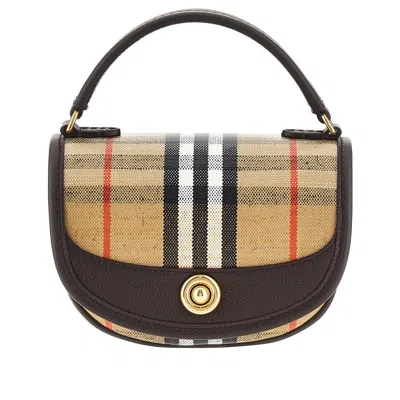 Burberry Coated Canvas Mini 'highlands' Bag In Brown