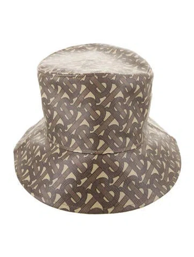 Pre-owned Burberry Coated Canvas Tb Monogram Bucket Hat In Neutral