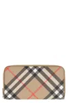 Burberry Coated Canvas Wallet In Beige
