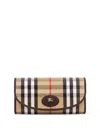 Burberry Coated Canvas Wallet With  Check Motif In Brown
