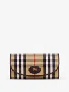 Burberry Coated Canvas Wallet With  Check Motif In Sand