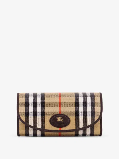 BURBERRY COATED CANVAS WALLET WITH BURBERRY CHECK MOTIF
