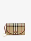 Burberry Coated Canvas Wallet With Check Pattern In Beige