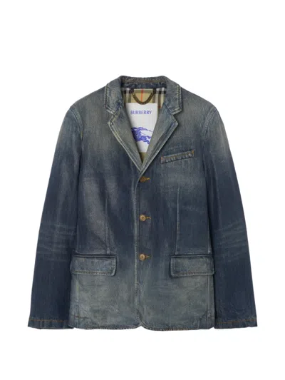 Burberry Tailored Denim Blazer Jacket Single Breasted In Blue
