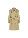 Burberry Castleford Check Collar Shower Resistant Cotton Gabardine Short Trench Coat In Gray