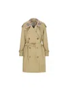 Burberry Castleford Check Collar Shower Resistant Cotton Gabardine Short Trench Coat In Gray