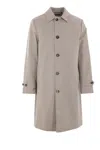 Burberry Long Cotton Double-breasted Coat With Notched Lapel