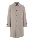Burberry Long Cotton Double-breasted Coat With Notched Lapel