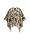 Burberry Charlotte Cape With Plaid Pattern And Fringe