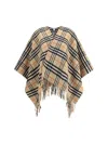 Burberry Archivio Check Cashmere Cape In Brown