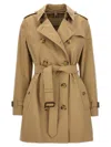 Burberry Cotton Gabardine Trench Coat In Beige