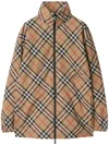 Burberry Waisted Check Hooded Jacket In Beige