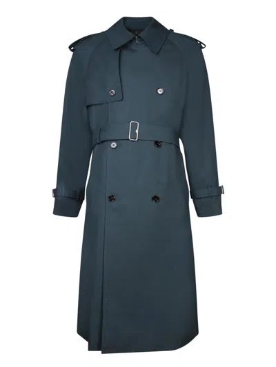 Burberry Double-breasted Trench Coat In Blue